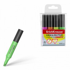 Текстмаркер ErichKrause® Visioline V-17 Mini, цвет чернил: желтый, зеленый, розовый, оранжевый (в футляре по 4 шт.)
