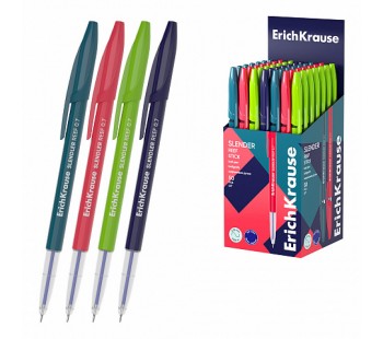 Ручка шариковая ErichKrause Slender Stick Reef 0.7, Super Glide Tech синяя (кор.50шт)