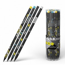 Чернографитный карандаш ErichKrause Sport DNA, круглый,с ластиком, HB (тубус 42 шт.) 1 ТУБУС