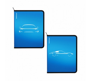 Папка для тетрадей на молнии пластиковая ErichKrause Ice Metallic Cars, A5+, синий