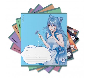 Тетрадь ШУ ErichKrause Manga 18 листов клетка (блок 10 шт.)