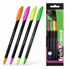Набор 4 ручки шариковые ErichKrause Neo® Stick Accent 0.7, Super Glide Technology,синий (в пакете)