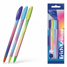 Набор 4 ручки шариковые ErichKrause Neo® Stick Cool Ray 0.7, Super Glide Tech,синий (в пакете)
