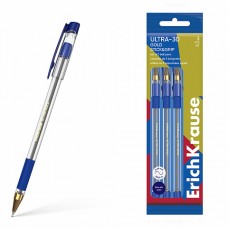 Набор 3 ручки шариковые ErichKrause ULTRA-30GoldStick&Grip Classic0.7,SuperGlideTech,синий (в пакете)