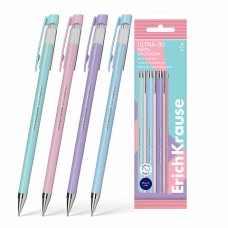 Набор 4 ручки шариковые ErichKrause ULTRA-30 Stick&GripPastel 0.7,Super Glide Tech,синий (в пакете)
