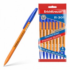 Ручка шариковая ErichKrause® R-301 Orange Stick 0.7, цвет чернил синий (в пакете по 8 шт.)