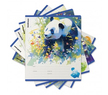 Тетрадь ШУ ErichKrause Flower Panda 24 листа клетка (блок 10 шт.)