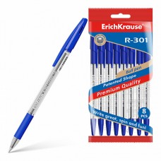 Ручка шариковая ErichKrause® R-301 Classic Stick&Grip 1.0, цвет чернил синий (в пакете по 8 шт.)
