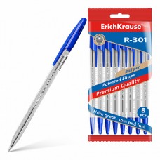 Ручка шариковая ErichKrause® R-301 Classic Stick 1.0, цвет чернил синий (в пакете по 8 шт.)