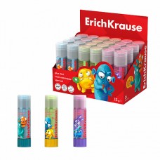 Клей-карандаш ErichKrause EasyStick Jolly Friends, 15г, цветной (в коробке-дисплее по 24 шт.)