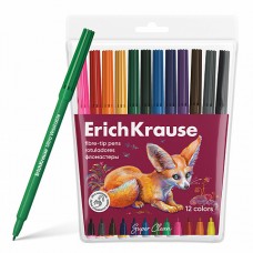 Фломастеры ErichKrause Safari Ultra Washable 12 цветов (в футляре с европодвесом 12 шт)