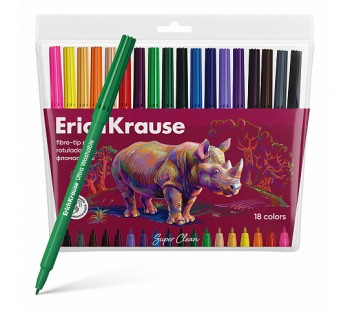 Фломастеры ErichKrause Safari Ultra Washable 18 цветов