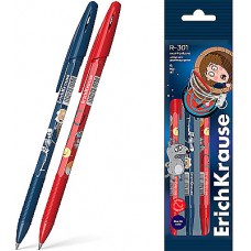 Набор 4 ручки шариковых ErichKrause R-301 Stick&Grip Приключения Пети и Волка 0.7, синий (в пакете)