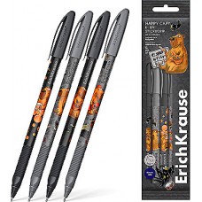 Набор 4 ручки шариковые ErichKrause U-109 Stick&Grip Happy Capy 1.0,UltraGlideTech, синий (в пакете)
