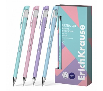 Ручка шариковая ErichKrause ULTRA-30 Stick&Grip Pastel 0.7, Super Glide Technology, цвет чернил синий