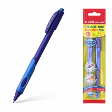 Ручка шариковая ErichKrause® ErgoLine® Kids, Ultra Glide Technology, цвет чернил синий (в пакете по 2 шт.) синяя грип-зона
