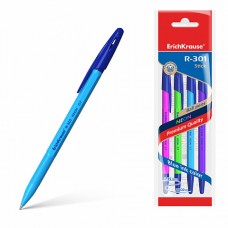 Ручка шариковая ErichKrause® R-301 Neon Stick 0.7, цвет чернил синий (в пакете по 4 шт.)