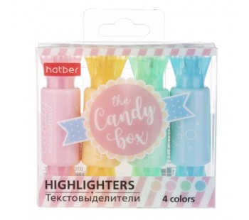 Набор текстовыделителей Hatber Candy Pastel  Двухсторонний  4шт