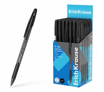 Ручка шариковая ErichKrause R-301 Stick&Grip Original 1.0,черная