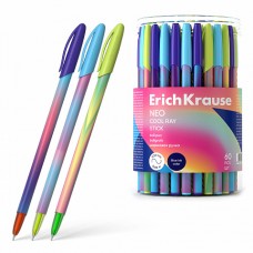 Ручка шариковая ErichKrause Neo® Stick Cool Ray 0.7, Super Glide Tech,синяя (тубус 60 шт)