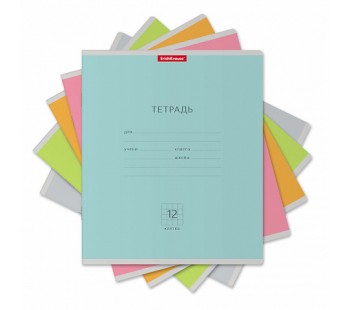 Тетрадь ШУ ErichKrause Классика Nature Colors ассорти, 12л, клетка
