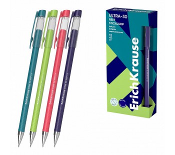 Ручка шариковая ErichKrause ULTRA-30 Stick&Grip Reef 0.7, Super Glide Tech, синяя (кор.12шт)