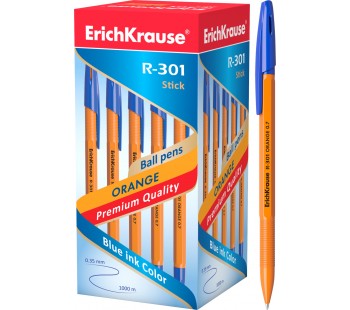Ручка шариковая ErichKrause. R-301 Orange Stick 0.7. Синяя. Упаковка 50 штук