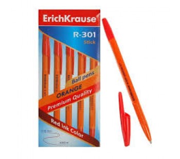 Ручка шариковая ErichKrause. R-301 Orange Stick 0.7. Красная