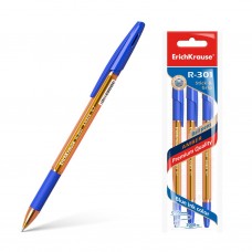 Ручка шариковая. ErichKrause. R-301 Amber Stick&Grip. 0,7. Цвет чернил синий. В пакете по 3 штуки