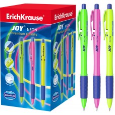 Ручка шариковая автоматическая ErichKrause. JOY. Neon, Ultra Glide Technology 0,7. Синяя
