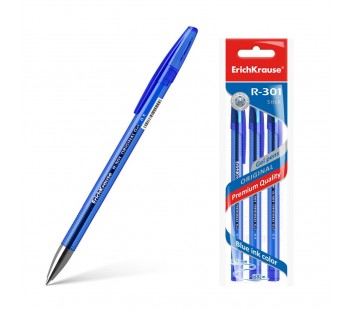 Ручка гелевая ErichKrause. R-301 Original Gel. 0,5. Цвет чернил синий. Комплект из 3 штук