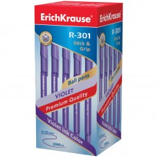 Ручка шариковая ErichKrause. R-301 Violet Stick&Grip 0.7. Фиолетовая