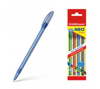 Ручка шариковая. ErichKrause. Neo Original. Цвет чернил: синий, черный, красный, зеленый. В пакете по 4 шт