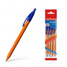 Ручка шариковая автоматическая. ErichKrause. R-301 Orange Matic. 0,7. Цвет чернил синий. В пакете по 4 шт