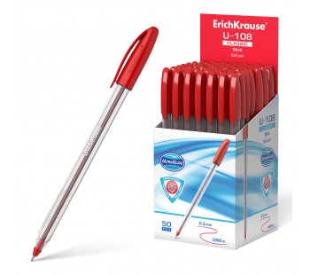 Ручка шариковая. ErichKrause. U-108 Classic Stick 1.0. Ultra Glide Technology. Красная