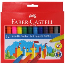 Фломастеры Faber-Castell. Замок Jumbo. Утолщенные. 12 цветов в картонной коробке