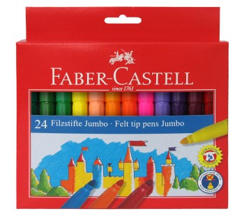 Фломастеры Faber-Castell. Замок Jumbo. Утолщенные. 24 цвета. Смываемые