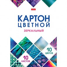Набор картона цветной. Hatber. 10 листов. 10 цветов. А4. Зеркальный. В папке. Мозаика