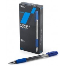 Ручка гелевая. Синяя. 0,5мм с колпачком и клипом игольчатый пишущий узел. Hatber