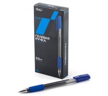 Ручка гелевая. Синяя. 0,5мм с колпачком и клипом игольчатый пишущий узел. Hatber