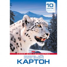 Белый картон. HATBER. А3. 10 листов. Снежный барс