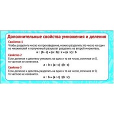 Дополнительные свойства умножения и деления. Карточка