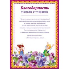 Благодарность учителю от учеников. Ш-11418 Формат A4